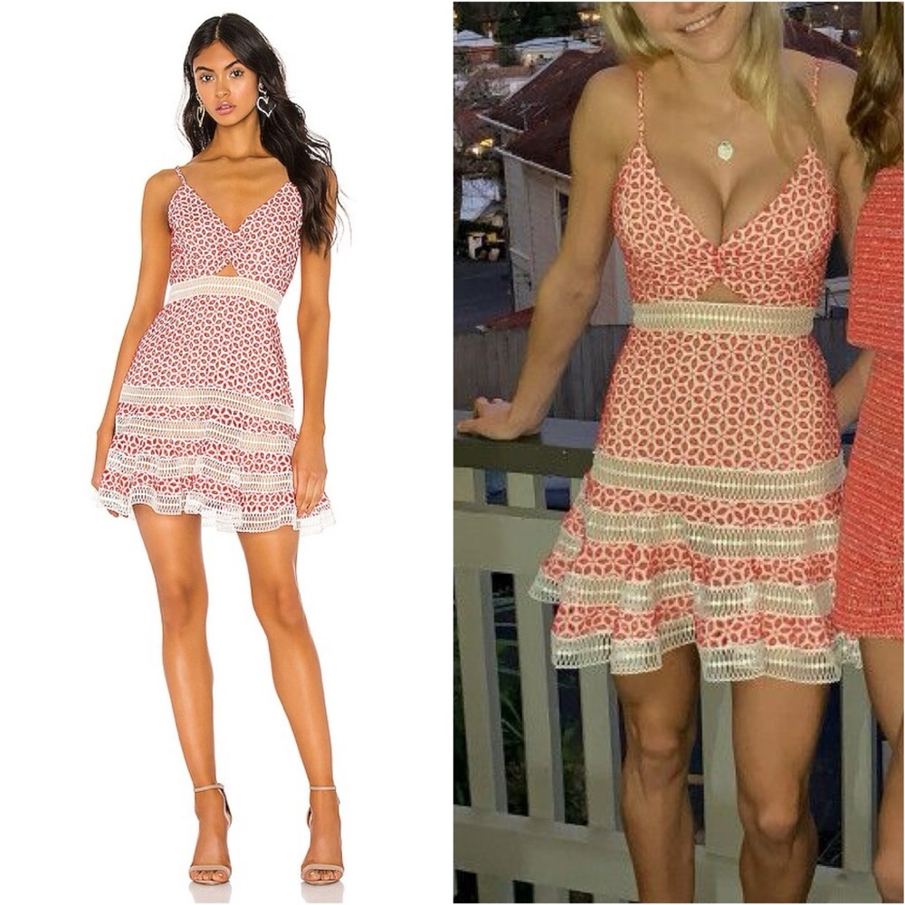 Bardot Shock Camille Mini Dress Floral Lace Embroidered Peek-A-Boo V-Neck 4 - Picture 3 of 10